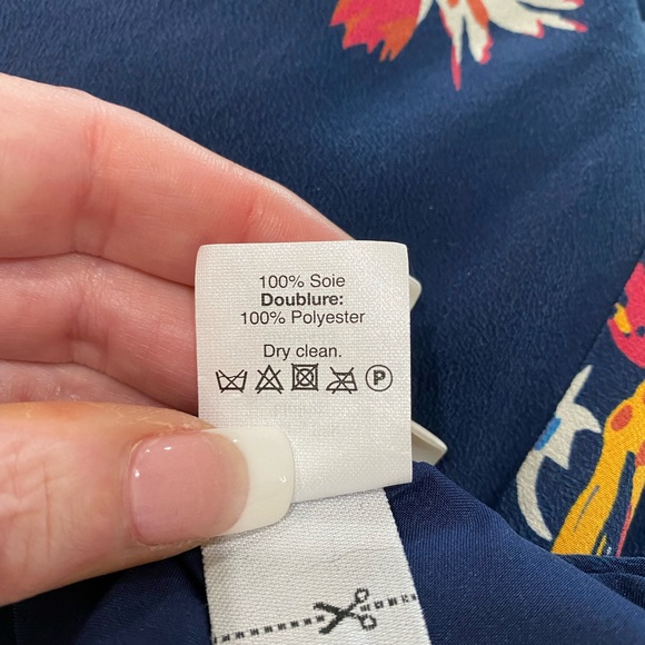 Madewell Navy Short Tie Sleeve Poppy Print Dress Size 2 - Picture 8 of 8